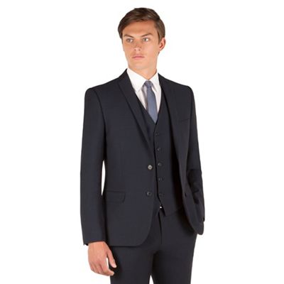 Red Herring Navy micro design 2 button slim fit suit jacket